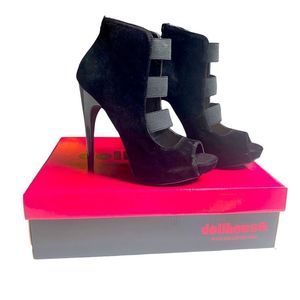 Dollhouse Heels Spyglass Black Peep Toe New Various Sizes